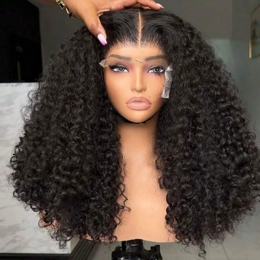 16-42Inches Deep Curly Wig 13x4 13x6 Transparent Lace Frontal Wigs Human Hair 200% Density Curl Lace Front Wig Brazilian Pre Plucked With Baby Hair Human Hair Wigs For Women Natural Black Color