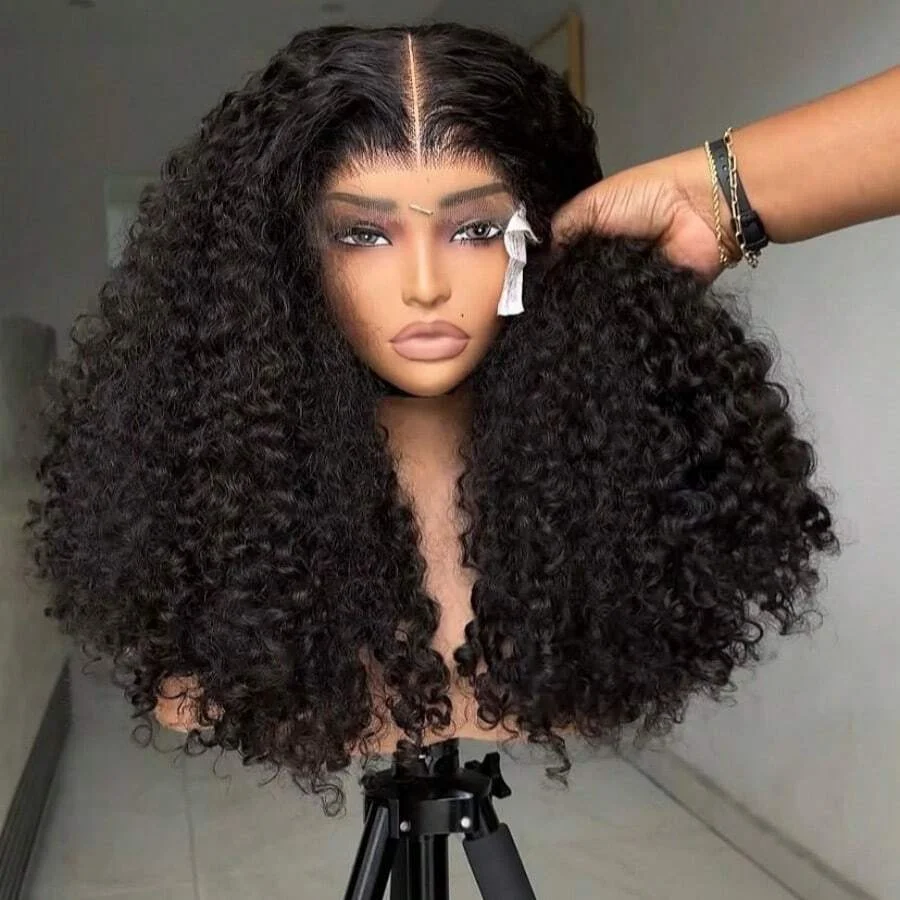 16-42Inches Deep Curly Wig 13x4 13x6 Transparent Lace Frontal Wigs Human Hair 200% Density Curl Lace Front Wig Brazilian Pre Plucked With Baby Hair Human Hair Wigs For Women Natural Black Color