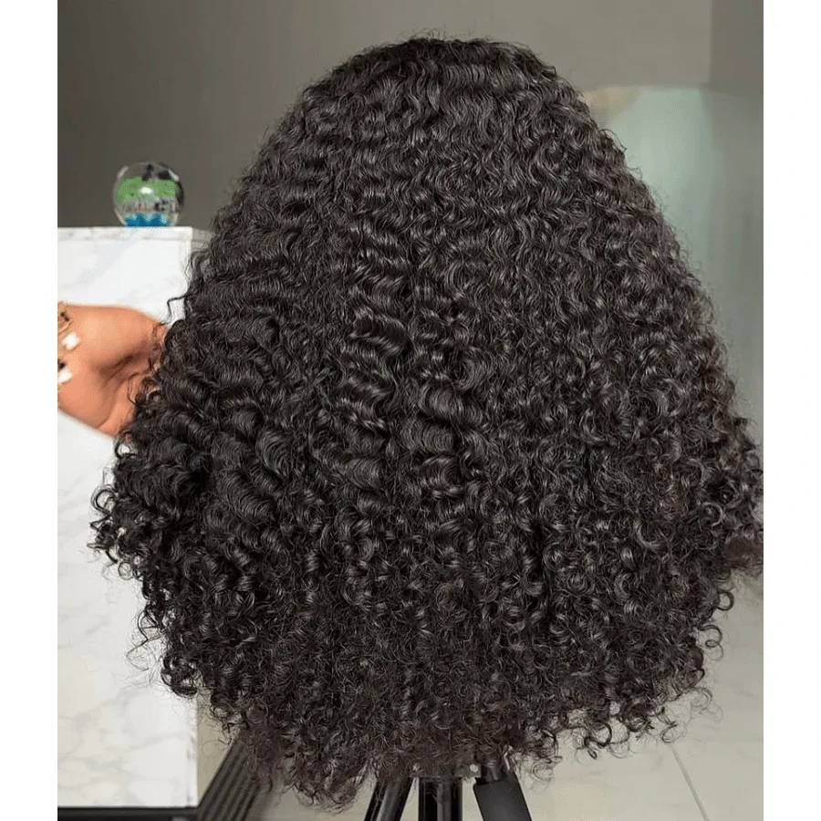 16-42Inches Deep Curly Wig 13x4 13x6 Transparent Lace Frontal Wigs Human Hair 200% Density Curl Lace Front Wig Brazilian Pre Plucked With Baby Hair Human Hair Wigs For Women Natural Black Color