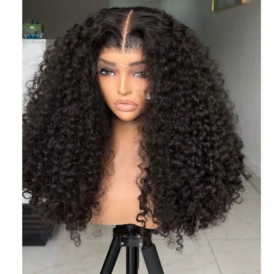 16-42Inches Deep Curly Wig 13x4 13x6 Transparent Lace Frontal Wigs Human Hair 200% Density Curl Lace Front Wig Brazilian Pre Plucked With Baby Hair Human Hair Wigs For Women Natural Black Color