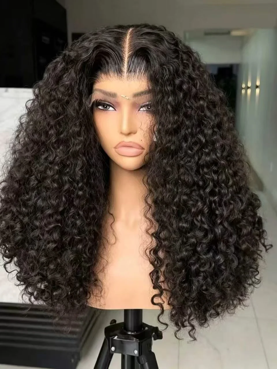16-42Inches Deep Curly Wig 13x4 13x6 Transparent Lace Frontal Wigs Human Hair 200% Density Curl Lace Front Wig Brazilian Pre Plucked With Baby Hair Human Hair Wigs For Women Natural Black Color