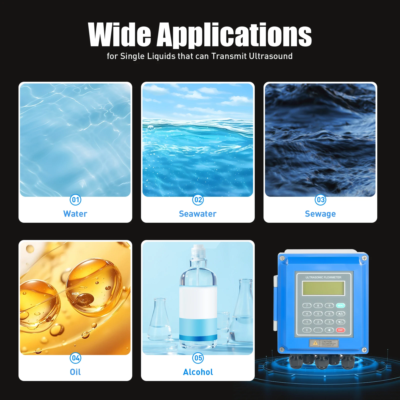 Tuf-2000b Host Ultrasonic Flowmeter Wide Pressure Us Standard Accuracy ±1%, Ts-2 Ultrasonic Transducer, Tm-1 Ultrasonic Transducer, Signal Cable, And 2 Steel Belts Storage Record