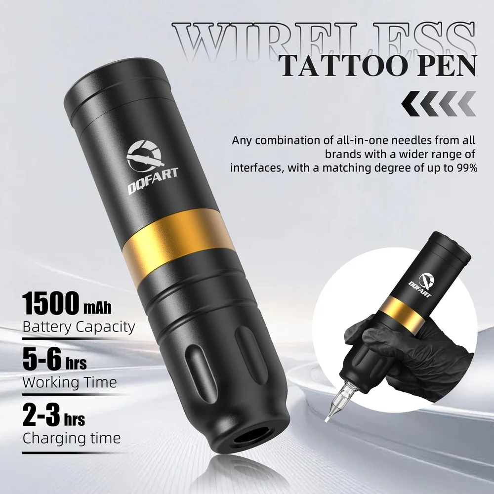 DQFART Express Free Shipping T1 3Colors Electric Wireless Tattoo Machine High-quality Long-lasting Tattoo Ink Tattoo Artists Body Art Creative Designs Tattoo Needles Supplies Accessories