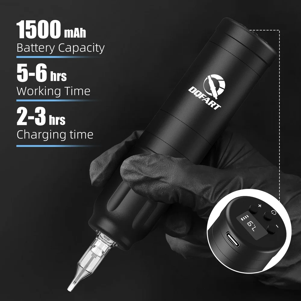 DQFART Express Free Shipping T1 3Colors Electric Wireless Tattoo Machine High-quality Long-lasting Tattoo Ink Tattoo Artists Body Art Creative Designs Tattoo Needles Supplies Accessories