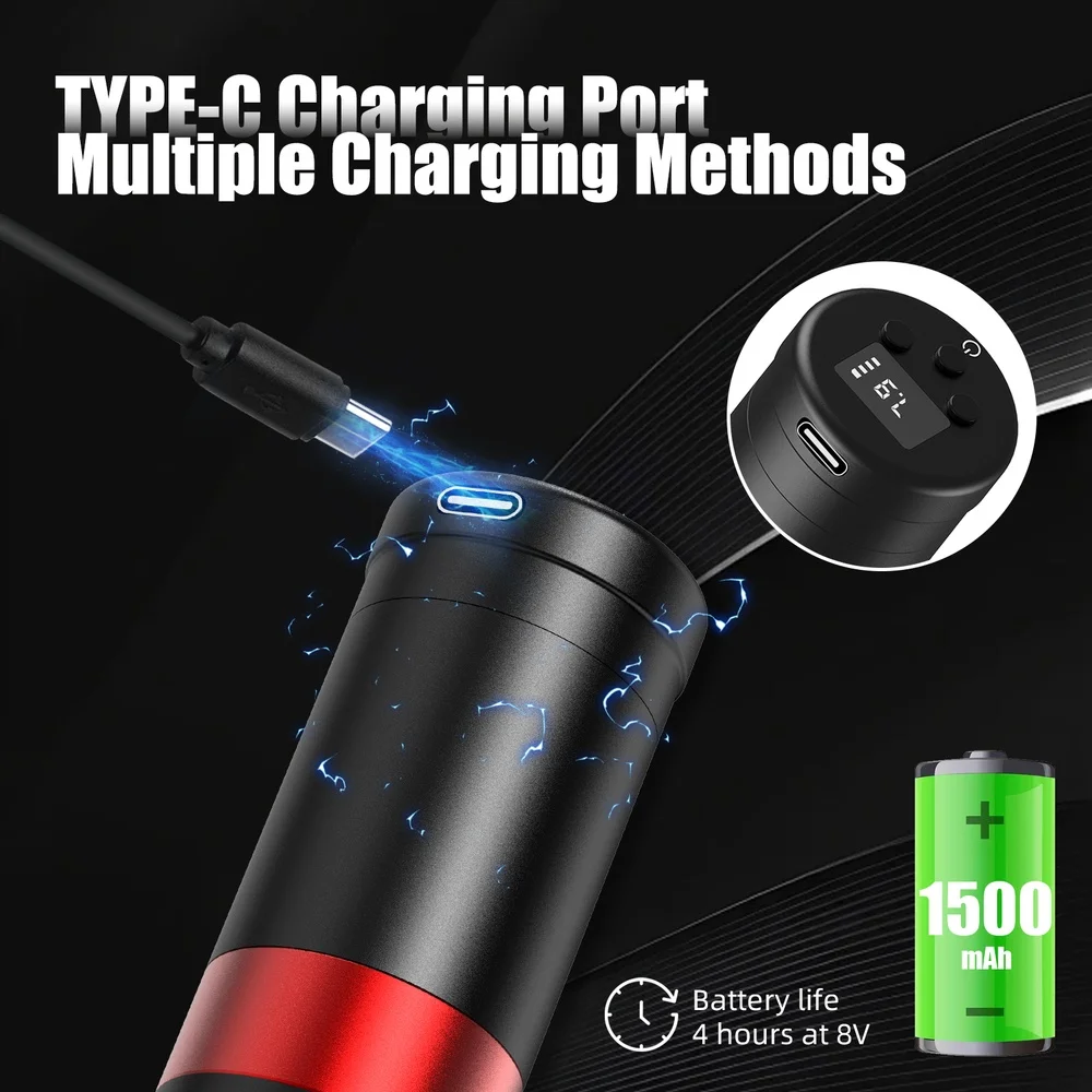 DQFART Express Free Shipping T1 3Colors Electric Wireless Tattoo Machine High-quality Long-lasting Tattoo Ink Tattoo Artists Body Art Creative Designs Tattoo Needles Supplies Accessories