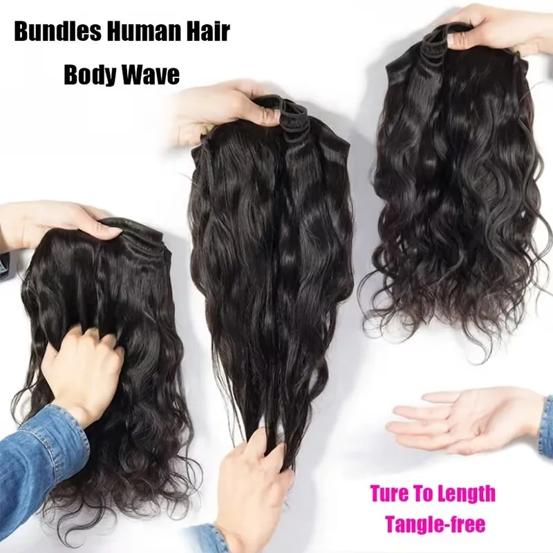 12A Body Wave Human Hair 1/3/4pcs Bundle Untreated Brazilian REMY Human Hair Weave Bundles Double-Strand Braided Natural Black Sizes 14-30