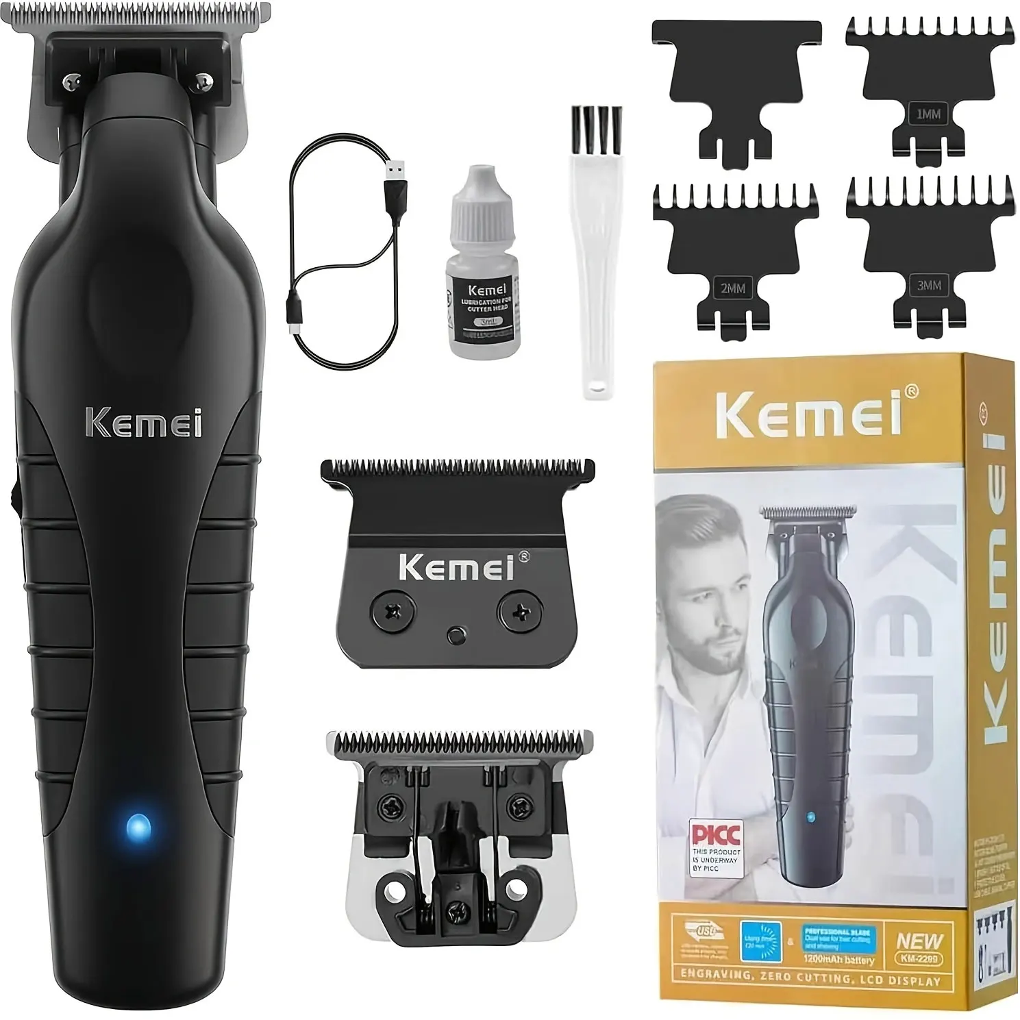 Original Zero‑Gap T‑Blade Replacement for Kemei KM‑2299 Hair Trimmer, Sharp Stainless Steel Cutter Head for Precise Hair Carving & Edge Trimming Barber Spare Parts Accessories
