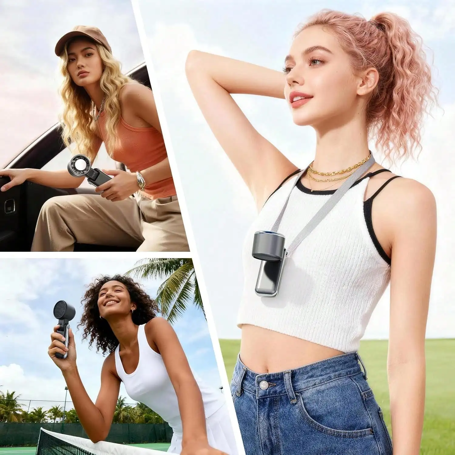 Rechargeable Handheld Fan, Portable Turbo Cooling Fan with One Touch Ice Cooling, 5 Speed Quiet Airflow, Digital Battery Display, Foldable Mini Fan for Handheld, Desktop or Neck Use, Perfect for Travel, Cruises, Festivals, Summer Heat and Gifts
