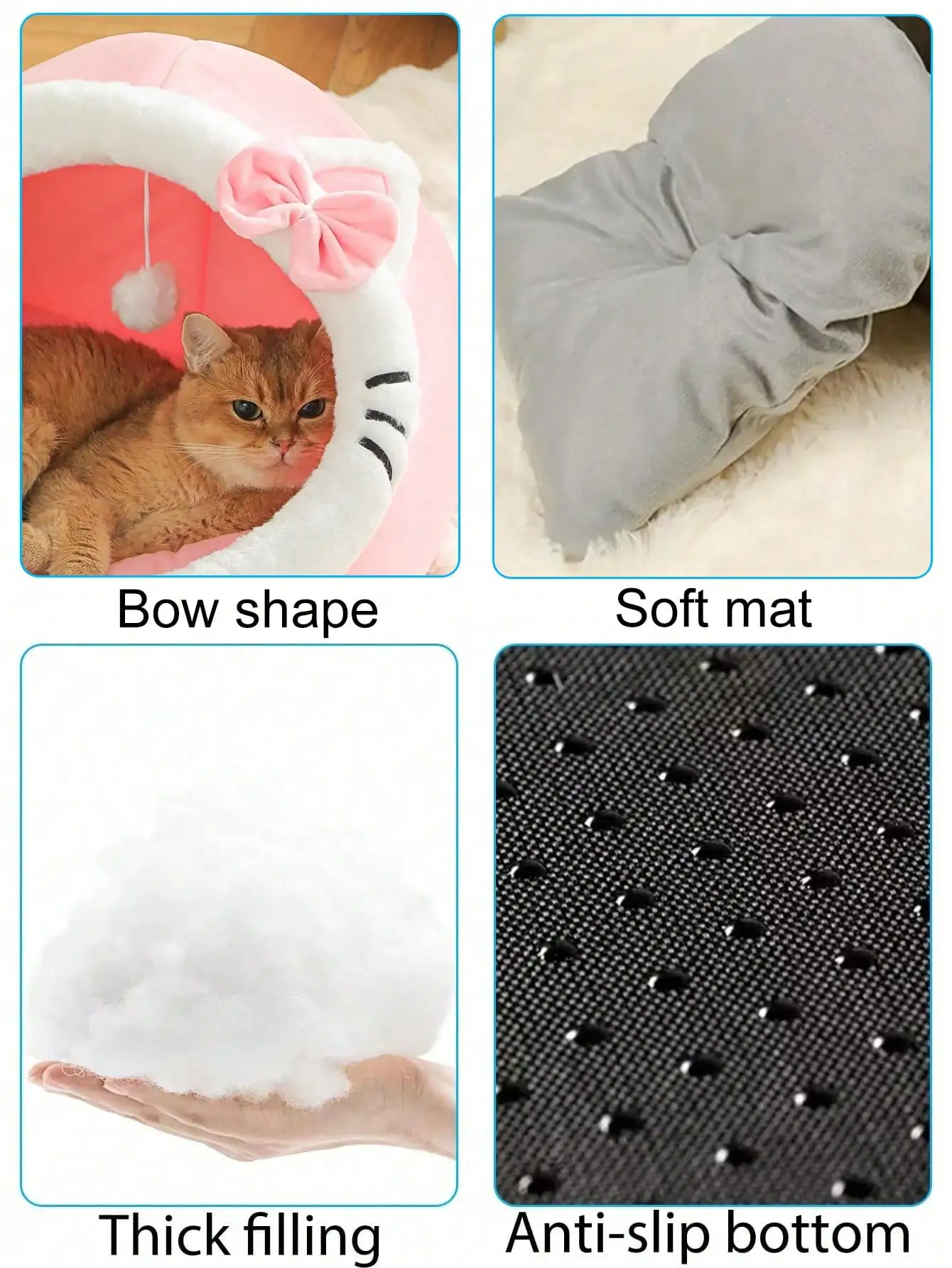 PETSIN 1 Pc Cute Cat Bed For Indoor Cats House, Washable Pet House, Warm Pet Cave Bed , Suitable For Use Of Rabbits, Puppies And Cats