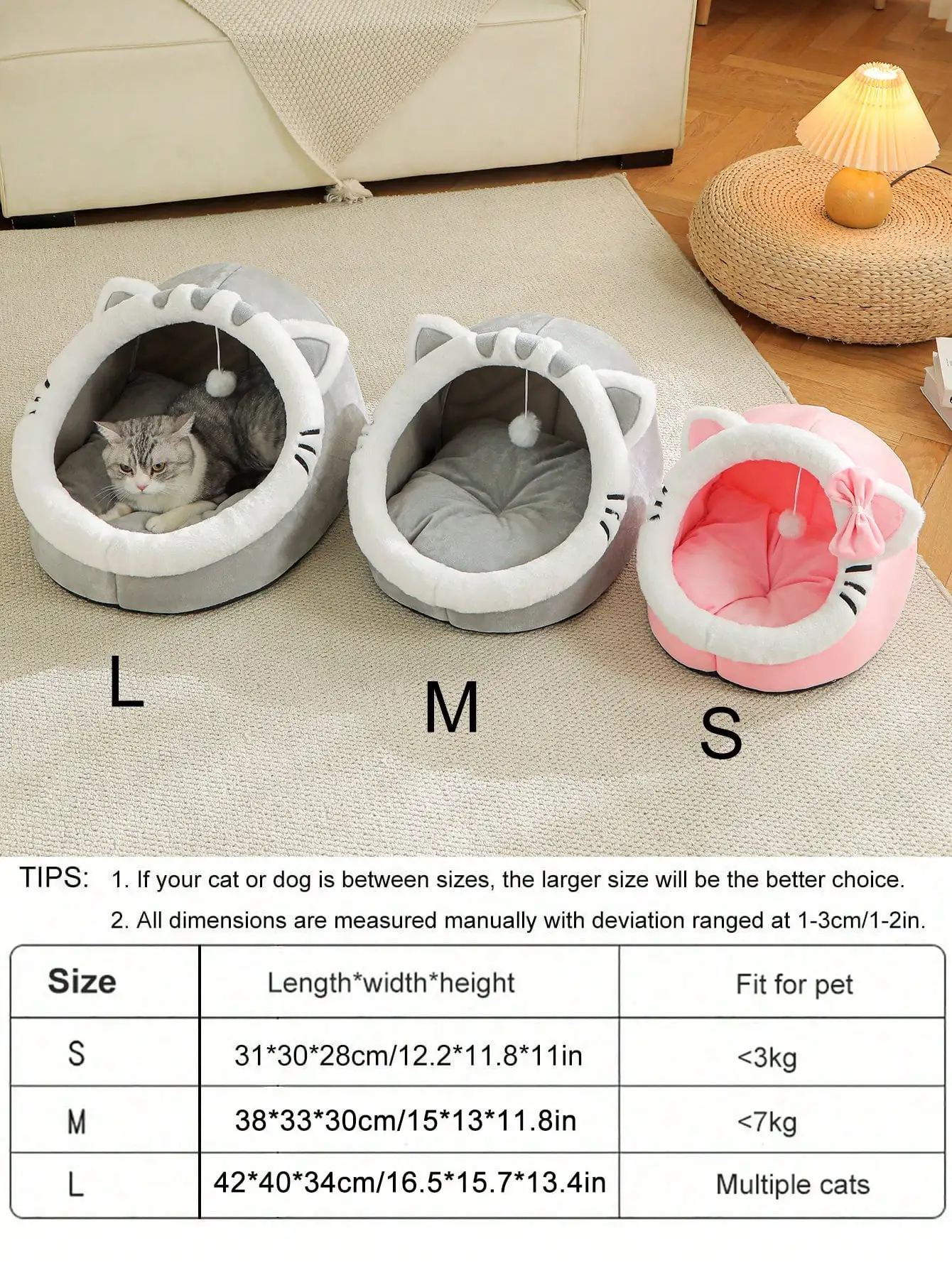 PETSIN 1 Pc Cute Cat Bed For Indoor Cats House, Washable Pet House, Warm Pet Cave Bed , Suitable For Use Of Rabbits, Puppies And Cats
