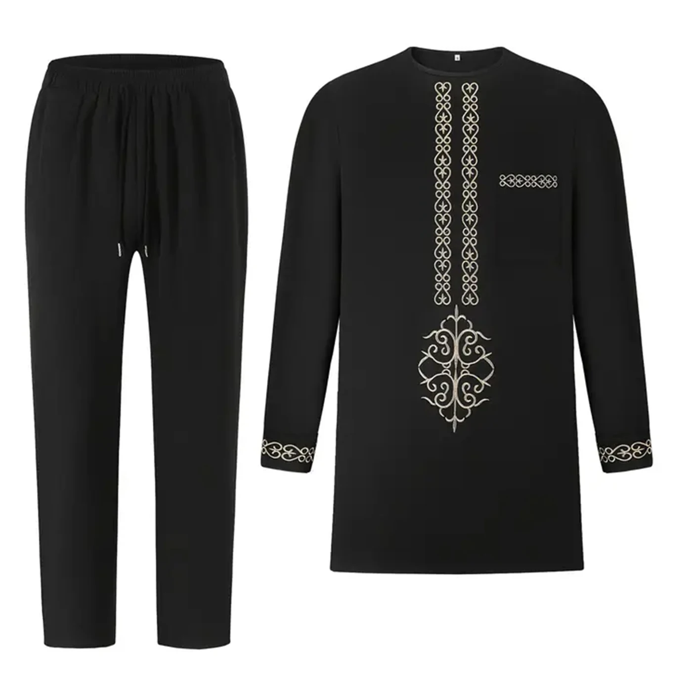 African Native Outfit Dashiki Male Pant Sets To Dress Luxury Designer Elegant Suits Clothes For Men New 2Pc Ethnic Abaya Costume