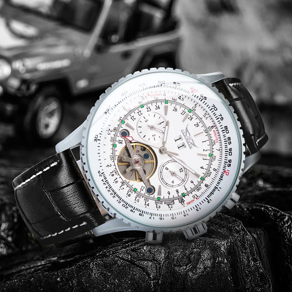 JARAGAR Fashion Tourbillon Automatic Mechanical Watch for Men Multifunctional Small Dials Sports Mens Watches Top Brand Luxury Business Wristwatches