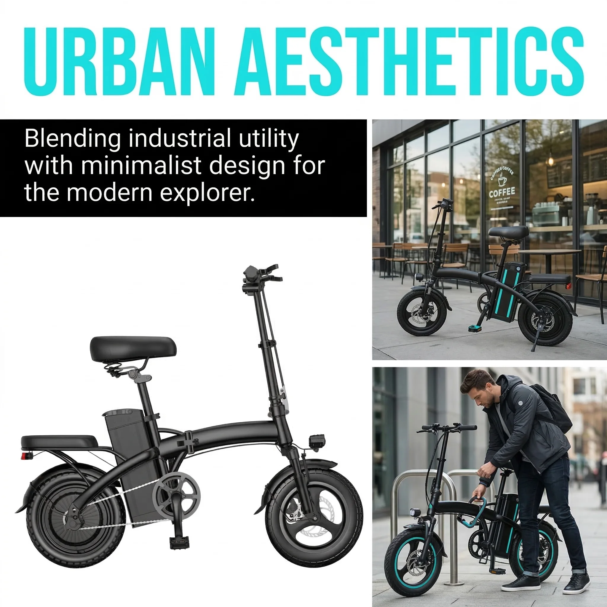 Portable Foldable Adult Electric Bicycle 400W Motor 48V10Ah Battery 3‑Step Quick Fold Dual Disc Brake Anti‑Puncture Vacuum Tire Urban Commuter E‑Bike