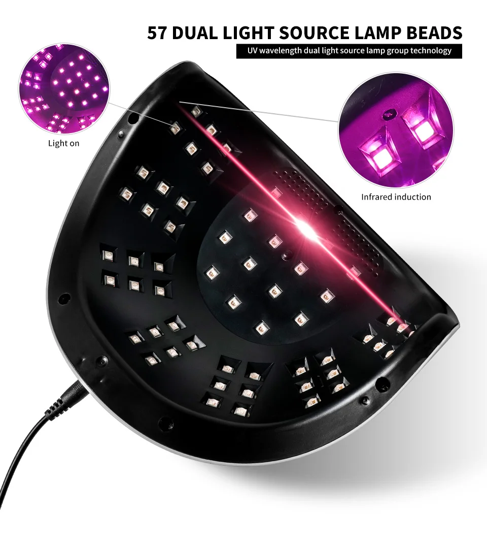 LIMEGIRL 57 UV LED Nail Dryer Professional Nail Lamp for UV Gel Nail Polish Curing Lamp with Timer Automatic Sensor Nail Salon Tool
