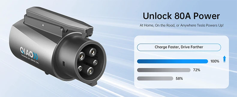 QIAO Q41 80A For Tesla NACS to Type 1 EV Charger Adapter electric vehicle nacs to j1772 EV Charging Converter for Tesla Standard  Compatible With Model 3 Y S X Fast Charge