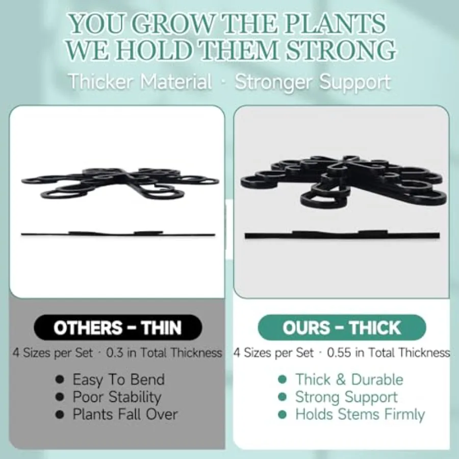 8PCS indoor plant stem support clips for Monstera, metal alloy with black matte finish, rust-resistant and adjustable for flexi