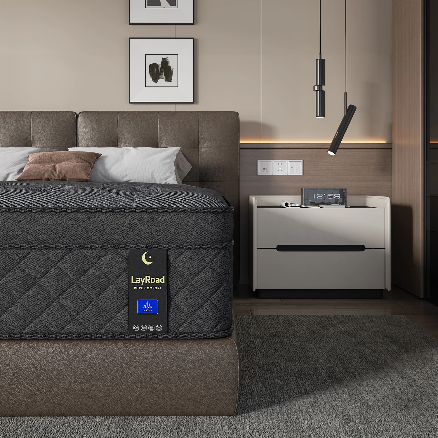 Memory Foam Hybrid Mattress With Pocket Springs, 12inch Twin,Full, Queen, King, Sizes In A Box, Medium Firm, Mattresses For Support Comfort, Fiberglass-Free Suitable for home bedrooms, hotels and halls of residence