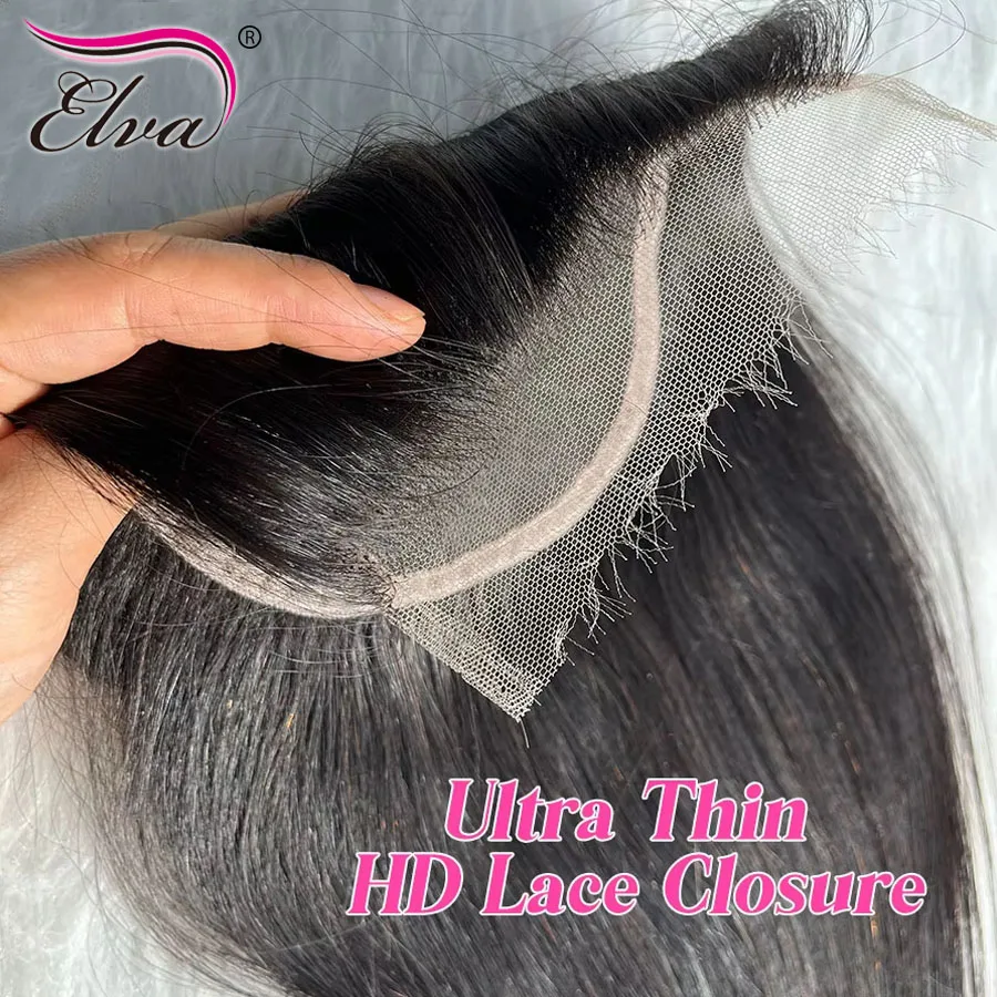 Elva 13X4/13X6 HD Lace Frontal Skinlike Real HD Lace Ultra Thin 0.10mm HD Lace Melt Skins 5x5 9x6 HD Lace Closure Pre Plucked Hairline