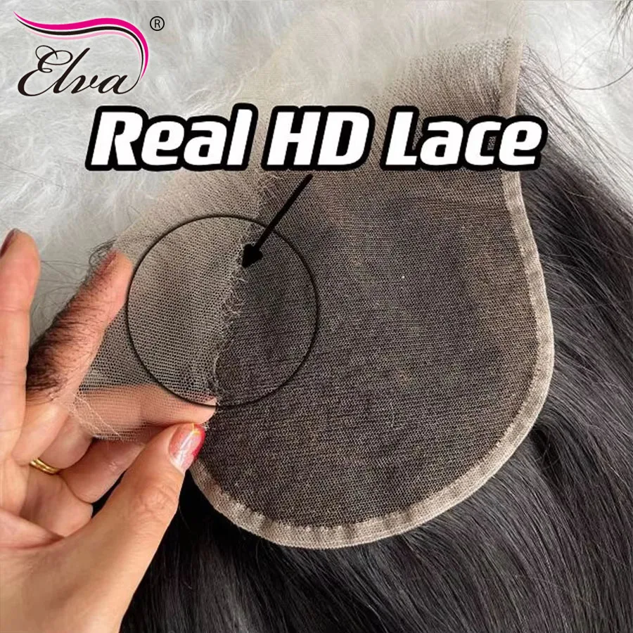Elva 13X4/13X6 HD Lace Frontal Skinlike Real HD Lace Ultra Thin 0.10mm HD Lace Melt Skins 5x5 9x6 HD Lace Closure Pre Plucked Hairline