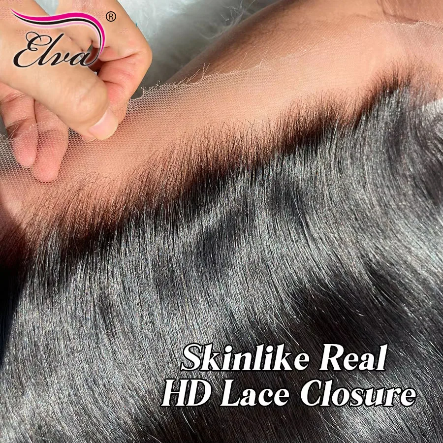 Elva 13X4/13X6 HD Lace Frontal Skinlike Real HD Lace Ultra Thin 0.10mm HD Lace Melt Skins 5x5 9x6 HD Lace Closure Pre Plucked Hairline