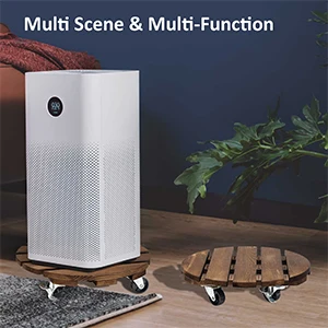 2Pack 12'' Wood Plant Caddy Rolling Plant Stand with 2 Lockable 360° Caster Wheels Indoor Outdoor Patio Flower Pot Succulent Pots Duty