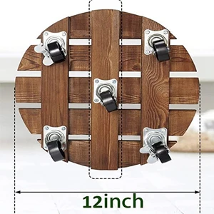 2Pack 12'' Wood Plant Caddy Rolling Plant Stand with 2 Lockable 360° Caster Wheels Indoor Outdoor Patio Flower Pot Succulent Pots Duty
