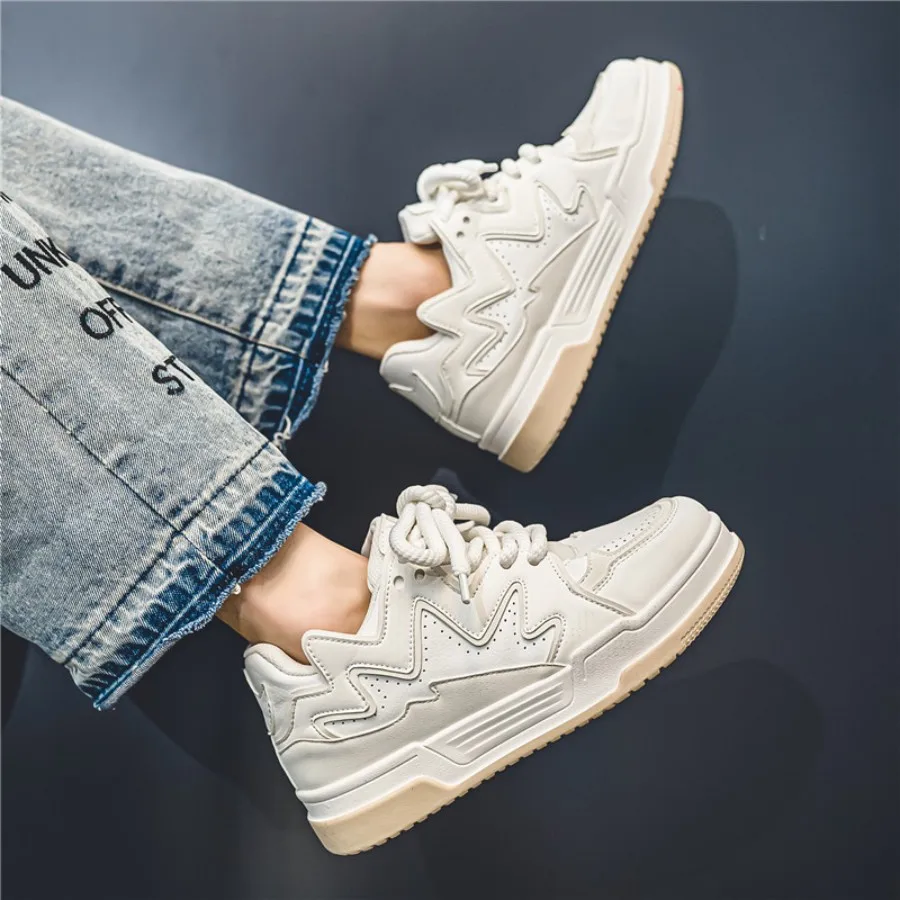 Fashionable and trendy women's shoes: white sneakers, low-top casual sports shoes