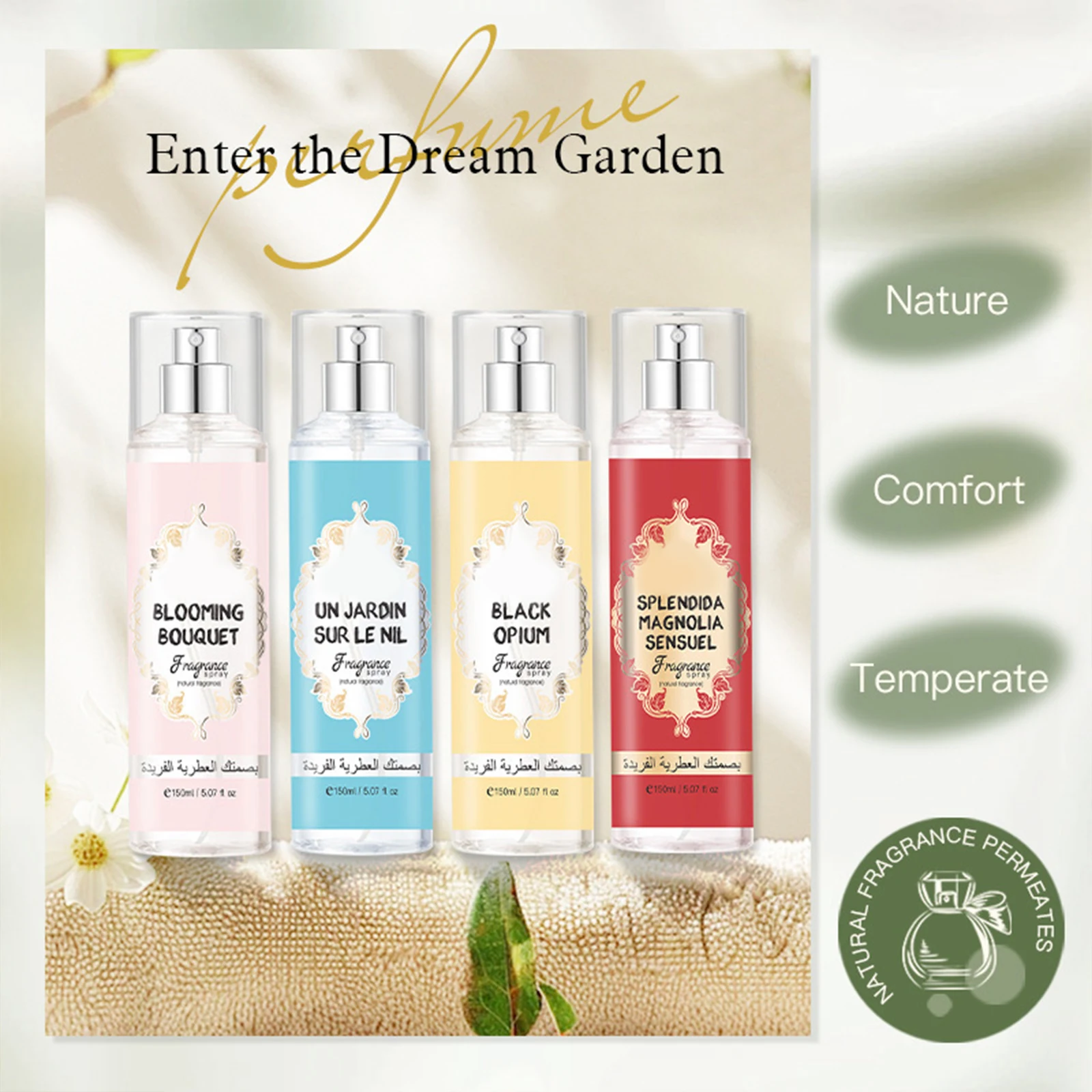 Perfume Fragrance Body Mist Spray Long Lasting Floral Eau De Parfum Scent Daily Use For Women 150ml Each