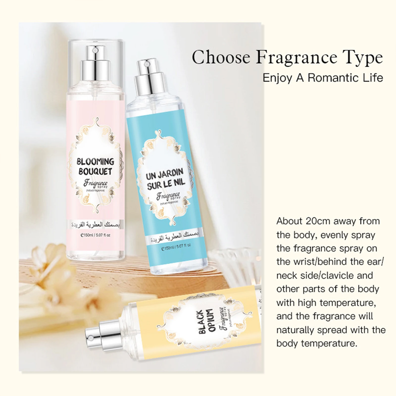 Perfume Fragrance Body Mist Spray Long Lasting Floral Eau De Parfum Scent Daily Use For Women 150ml Each