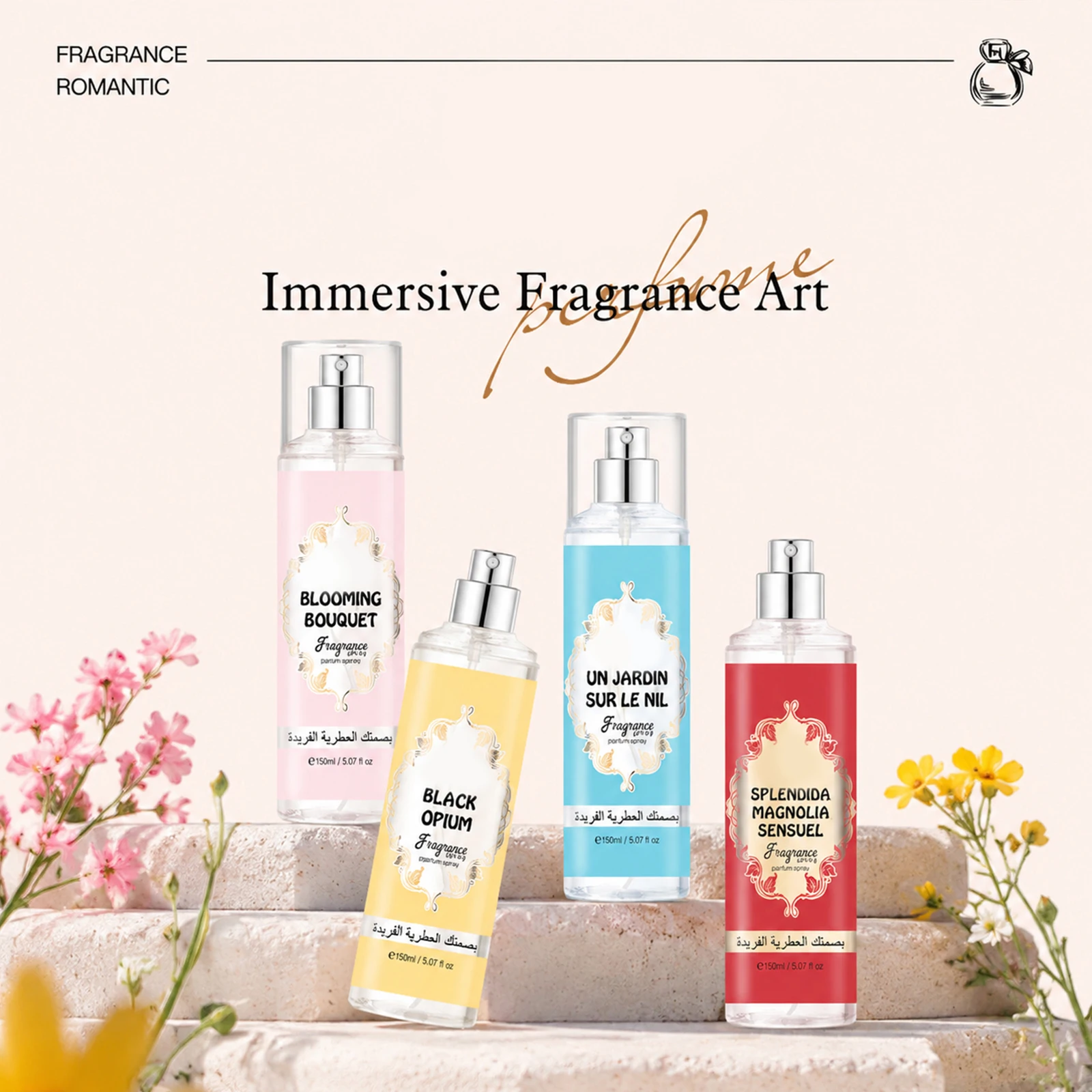 Perfume Fragrance Body Mist Spray Long Lasting Floral Eau De Parfum Scent Daily Use For Women 150ml Each