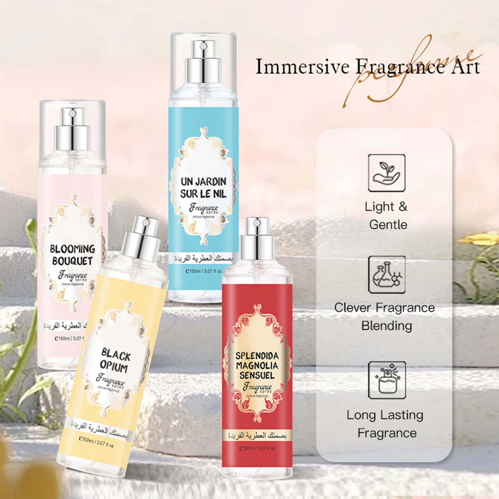 Perfume Fragrance Body Mist Spray Long Lasting Floral Eau De Parfum Scent Daily Use For Women 150ml Each
