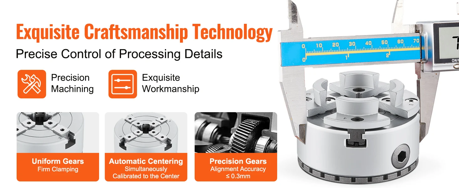 SucceBuy Metal Lathe Chuck 4-Jaw 2.75" or 3.75" Diameter Turning Machine Accessories Self-centering Tool for Precision Machining