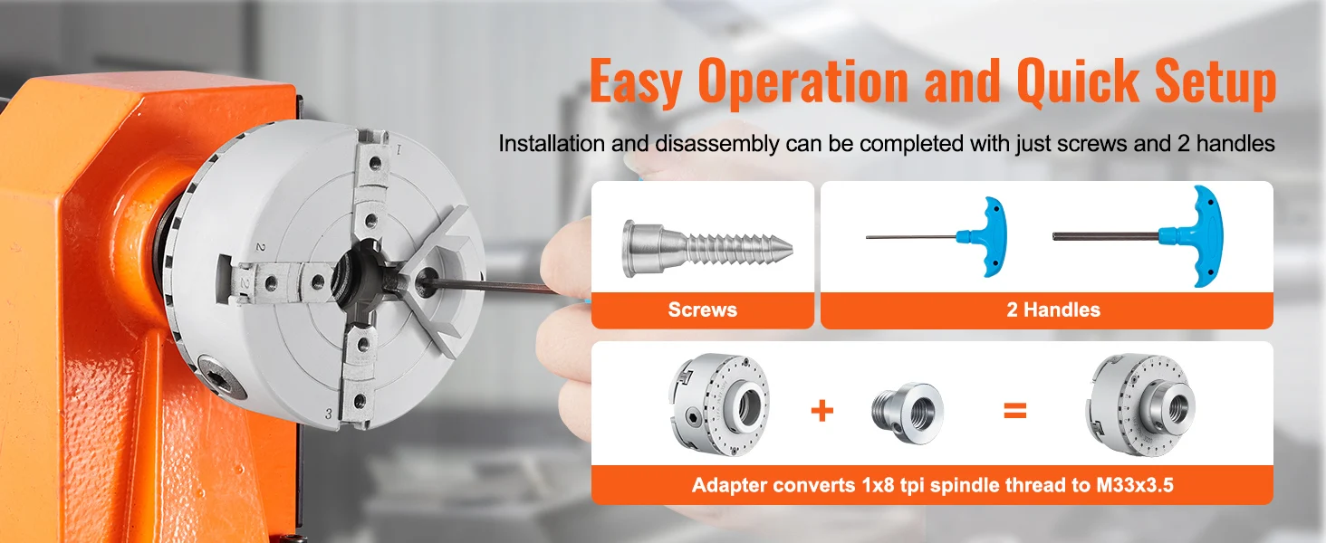 SucceBuy Metal Lathe Chuck 4-Jaw 2.75" or 3.75" Diameter Turning Machine Accessories Self-centering Tool for Precision Machining
