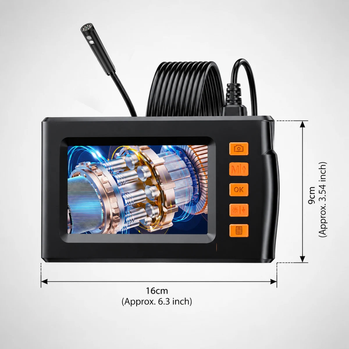4.3‑Inch Industrial Endoscope Camera, 1080P HD Dual‑Lens Borescope with Adjustable LED Lights, Ideal for Auto Engine, Pipeline & Drain Inspection