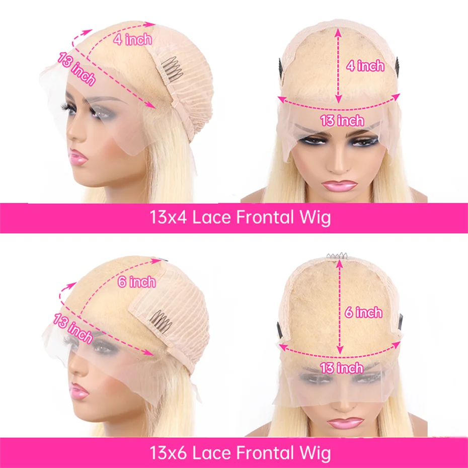 13x4 13x6 Hd Transparent Straight Lace Frontal Human Hair Wigs Remy Brazilian Short Bob Wigs For Women 613 Blonde Color Lace Front Bob Wigs 10 12 14 16 inch