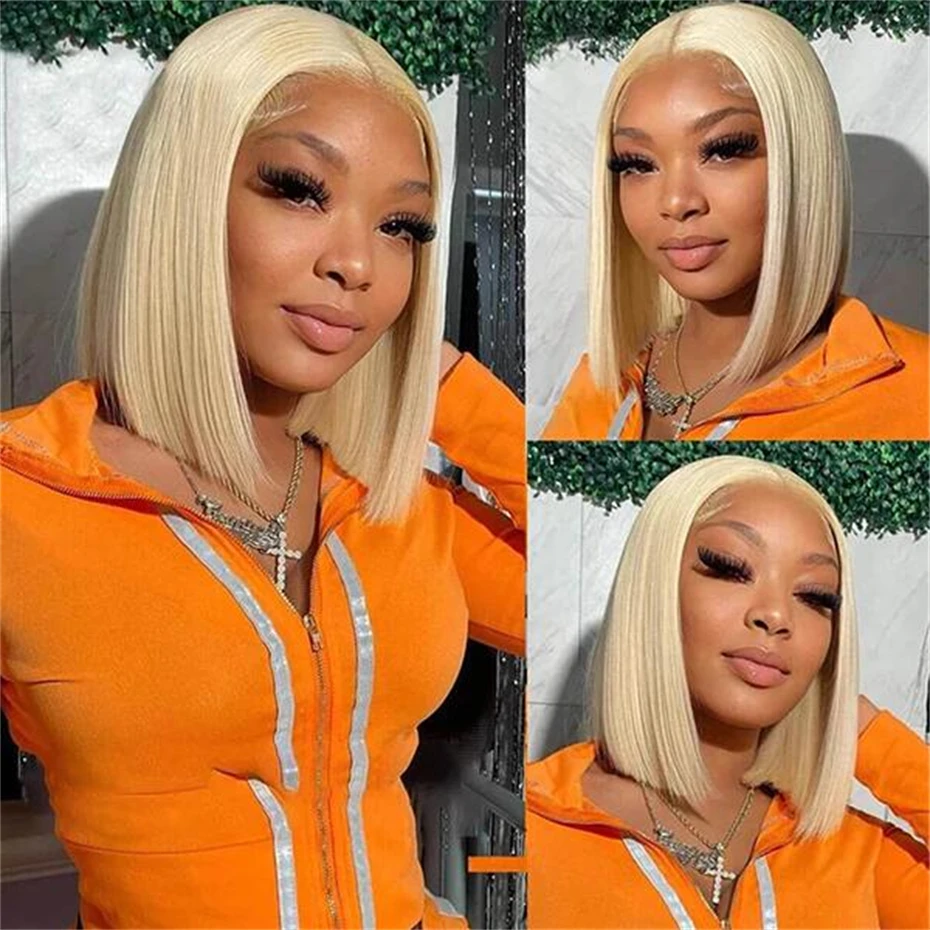 13x4 13x6 Hd Transparent Straight Lace Frontal Human Hair Wigs Remy Brazilian Short Bob Wigs For Women 613 Blonde Color Lace Front Bob Wigs 10 12 14 16 inch