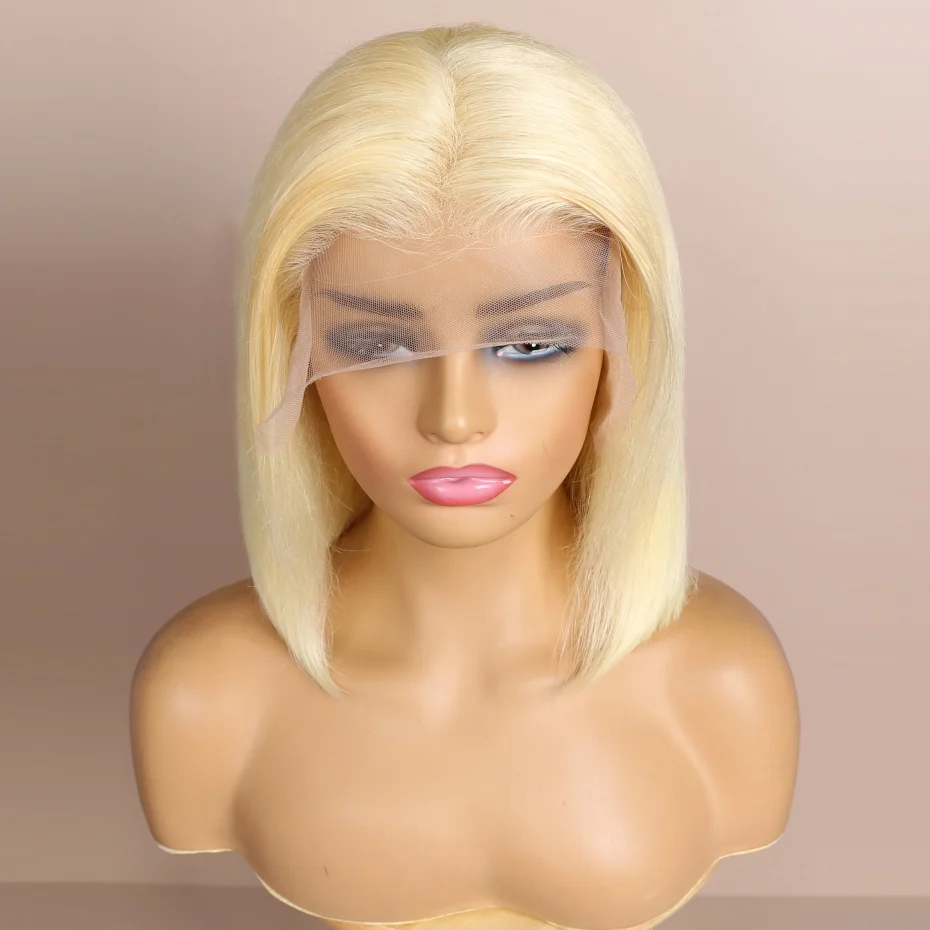 13x4 13x6 Hd Transparent Straight Lace Frontal Human Hair Wigs Remy Brazilian Short Bob Wigs For Women 613 Blonde Color Lace Front Bob Wigs 10 12 14 16 inch