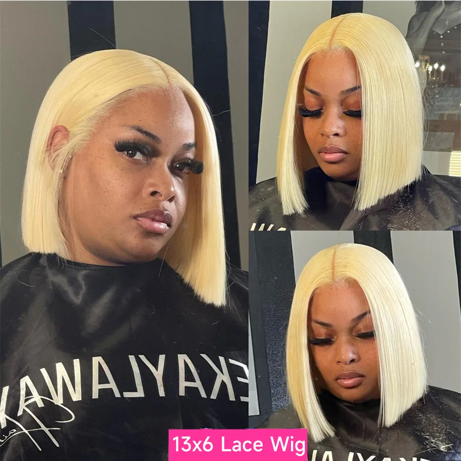 13x4 13x6 Hd Transparent Straight Lace Frontal Human Hair Wigs Remy Brazilian Short Bob Wigs For Women 613 Blonde Color Lace Front Bob Wigs 10 12 14 16 inch