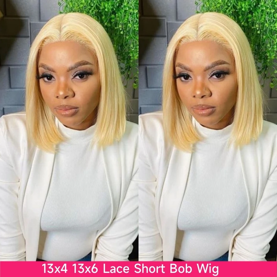 13x4 13x6 Hd Transparent Straight Lace Frontal Human Hair Wigs Remy Brazilian Short Bob Wigs For Women 613 Blonde Color Lace Front Bob Wigs 10 12 14 16 inch