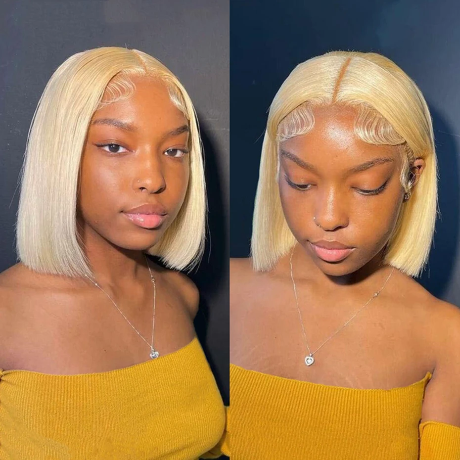 13x4 13x6 Hd Transparent Straight Lace Frontal Human Hair Wigs Remy Brazilian Short Bob Wigs For Women 613 Blonde Color Lace Front Bob Wigs 10 12 14 16 inch