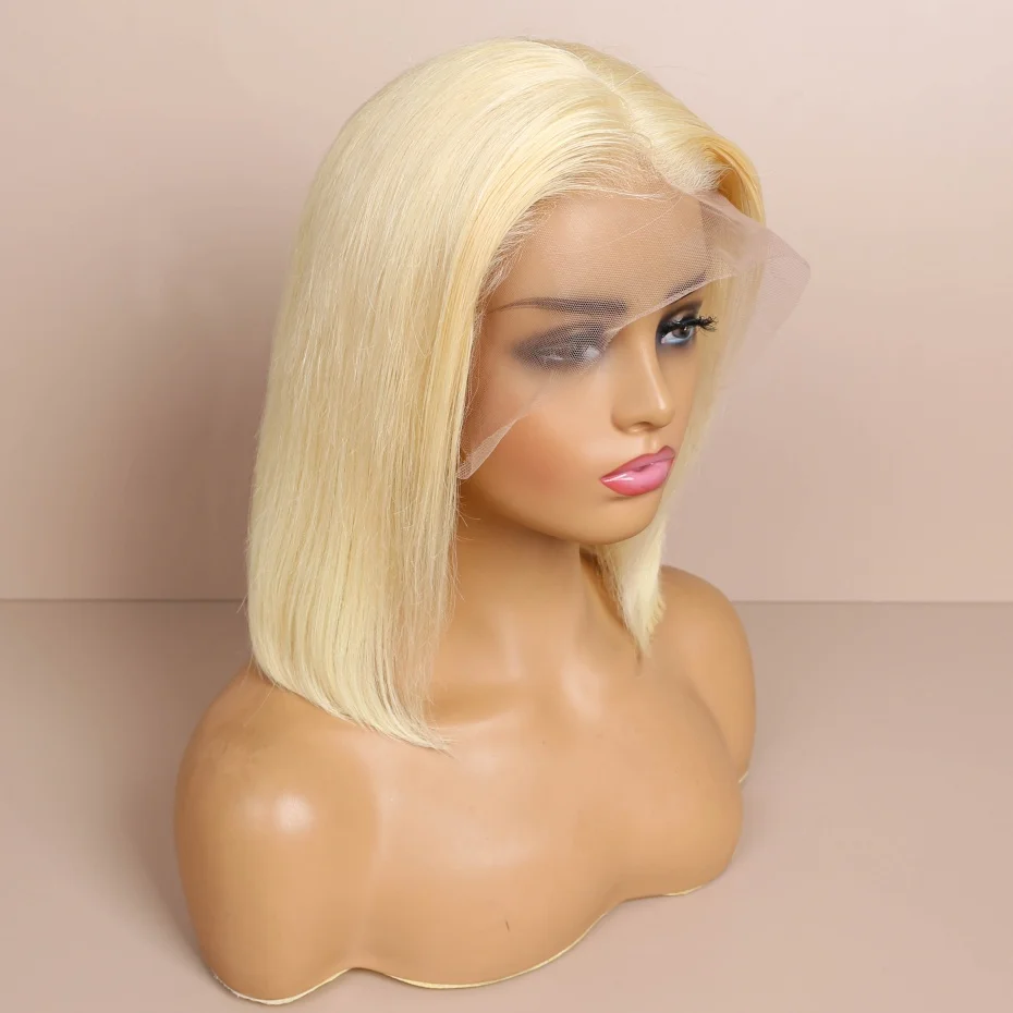 13x4 13x6 Hd Transparent Straight Lace Frontal Human Hair Wigs Remy Brazilian Short Bob Wigs For Women 613 Blonde Color Lace Front Bob Wigs 10 12 14 16 inch