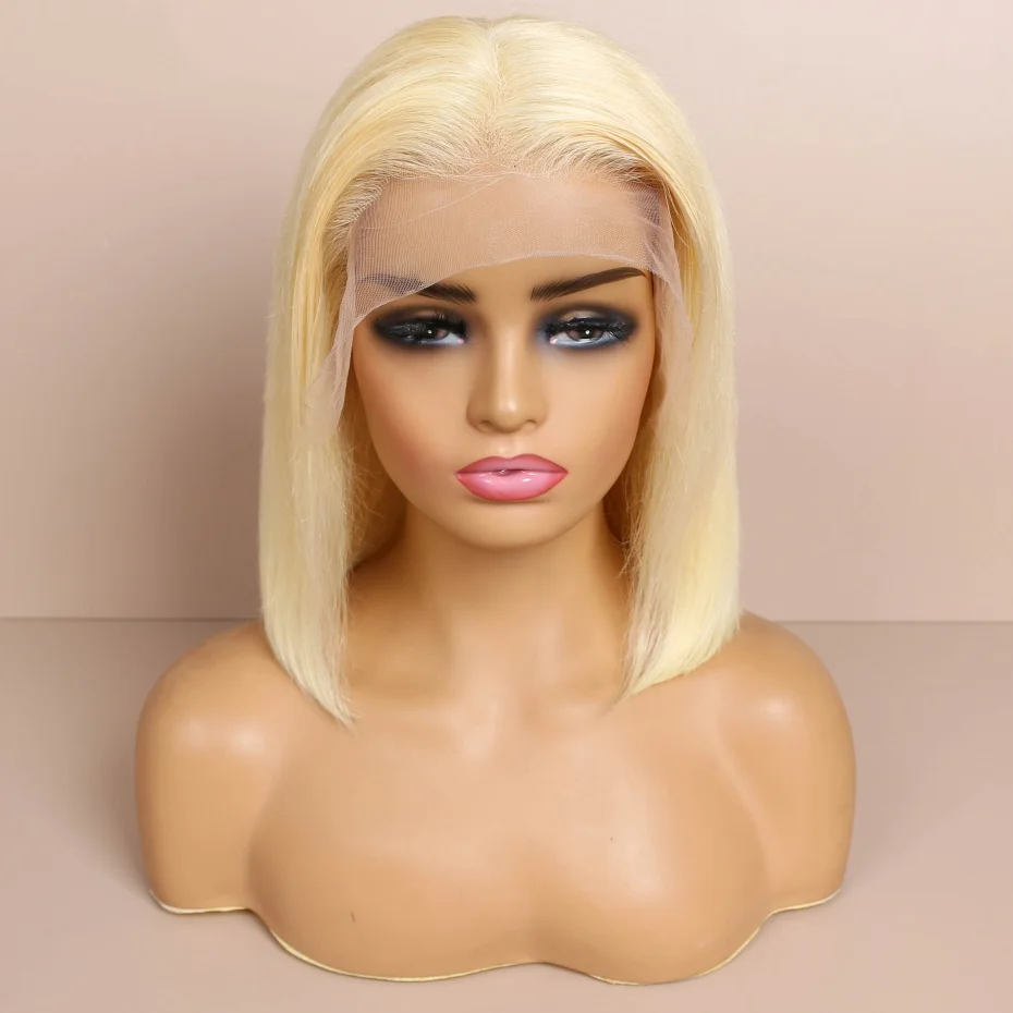 13x4 13x6 Hd Transparent Straight Lace Frontal Human Hair Wigs Remy Brazilian Short Bob Wigs For Women 613 Blonde Color Lace Front Bob Wigs 10 12 14 16 inch