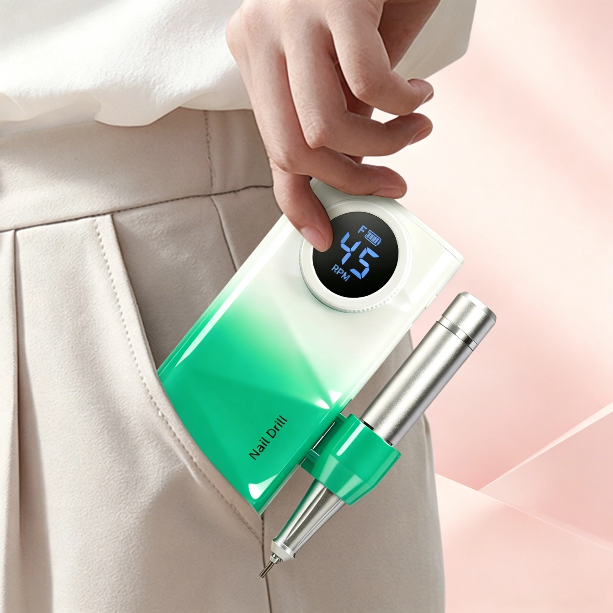 Electric Nail Drill Machine, 45000RPM Professional Nail File Cordless Rechargeable Nail Efile Battery 4500Mah For Acrylic Gel Nails, Manicure Pedicure Polishing Shape Tools for Salon Home Use- Nail Drill For All Festvial Gifts