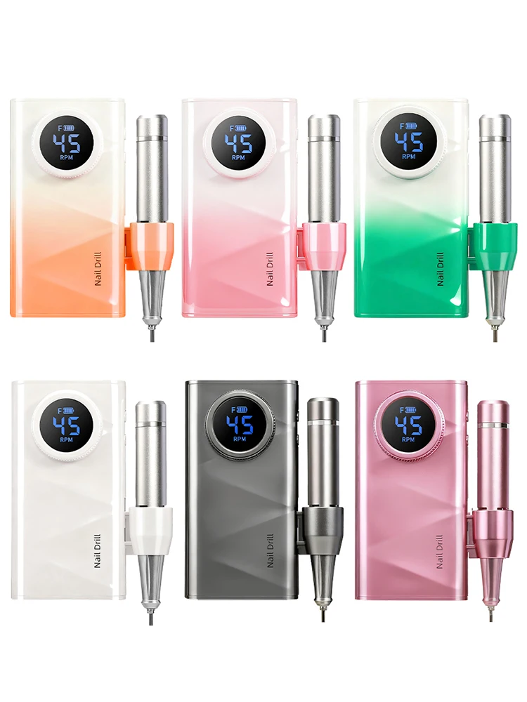 Electric Nail Drill Machine, 45000RPM Professional Nail File Cordless Rechargeable Nail Efile Battery 4500Mah For Acrylic Gel Nails, Manicure Pedicure Polishing Shape Tools for Salon Home Use- Nail Drill For All Festvial Gifts