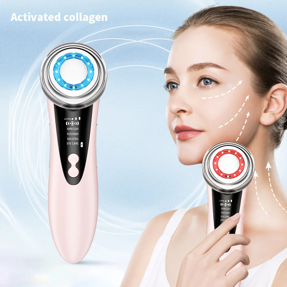 Facial Cleansing Brush 4-in-1 Beauty Device with LED Light Vibration Massage Eye Care USB Rechargeable Skincare Tool