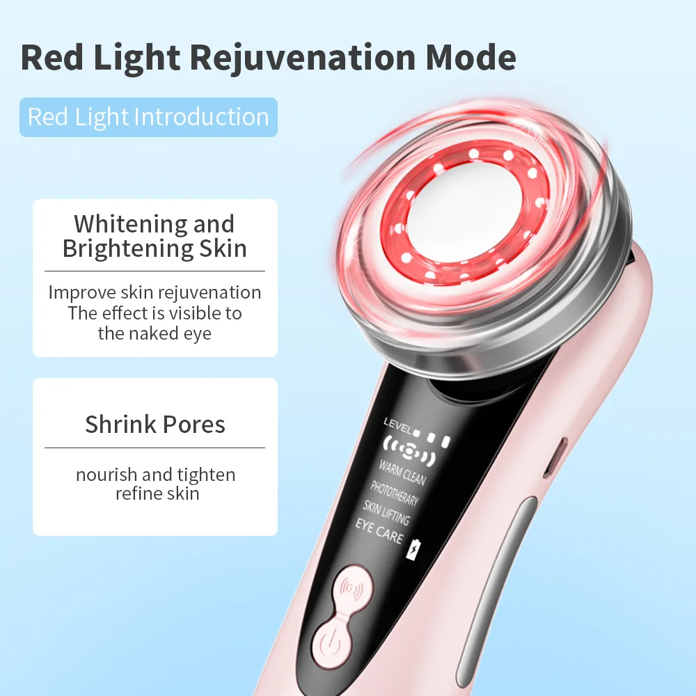 Facial Cleansing Brush 4-in-1 Beauty Device with LED Light Vibration Massage Eye Care USB Rechargeable Skincare Tool