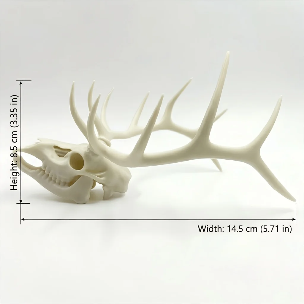 Spooky Halloween Decoration Mythological Beast & Real Elk Skull 2-Piece Statue Ornament Set, High Precision 3D Printed Folk Art Collectible, Perfect for Collection for Gothic Study Desk Decor, Quirky Humorous Holiday Gift for Skull Fans