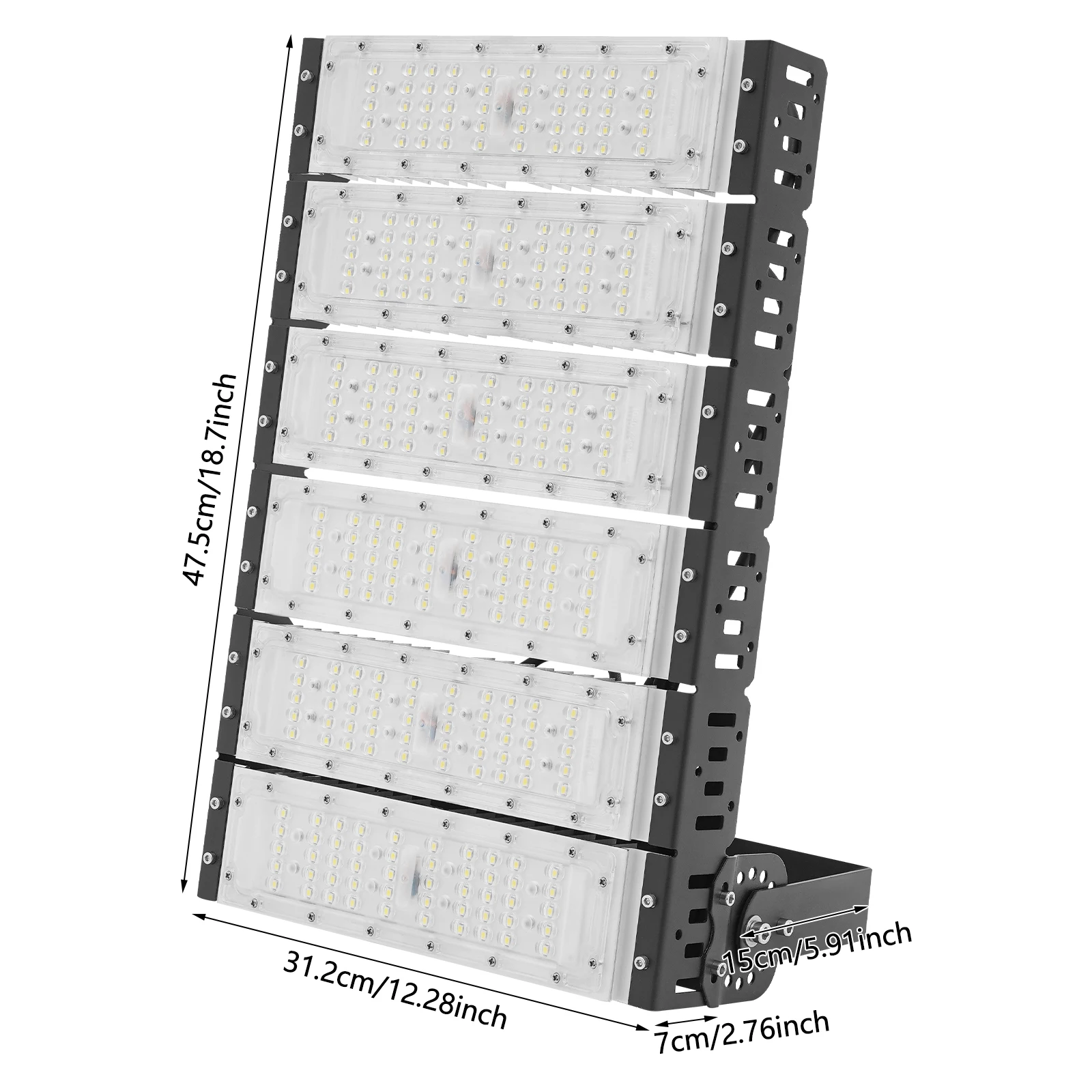 Outdoor LED Flood Light 300W IP67 Waterproof, 180° Adjustable Stadium Lighting with ADC12 Aluminum Housing, Wide Voltage 100-277V for Sports Field Factory Garden Courtyard, Silver/Black
