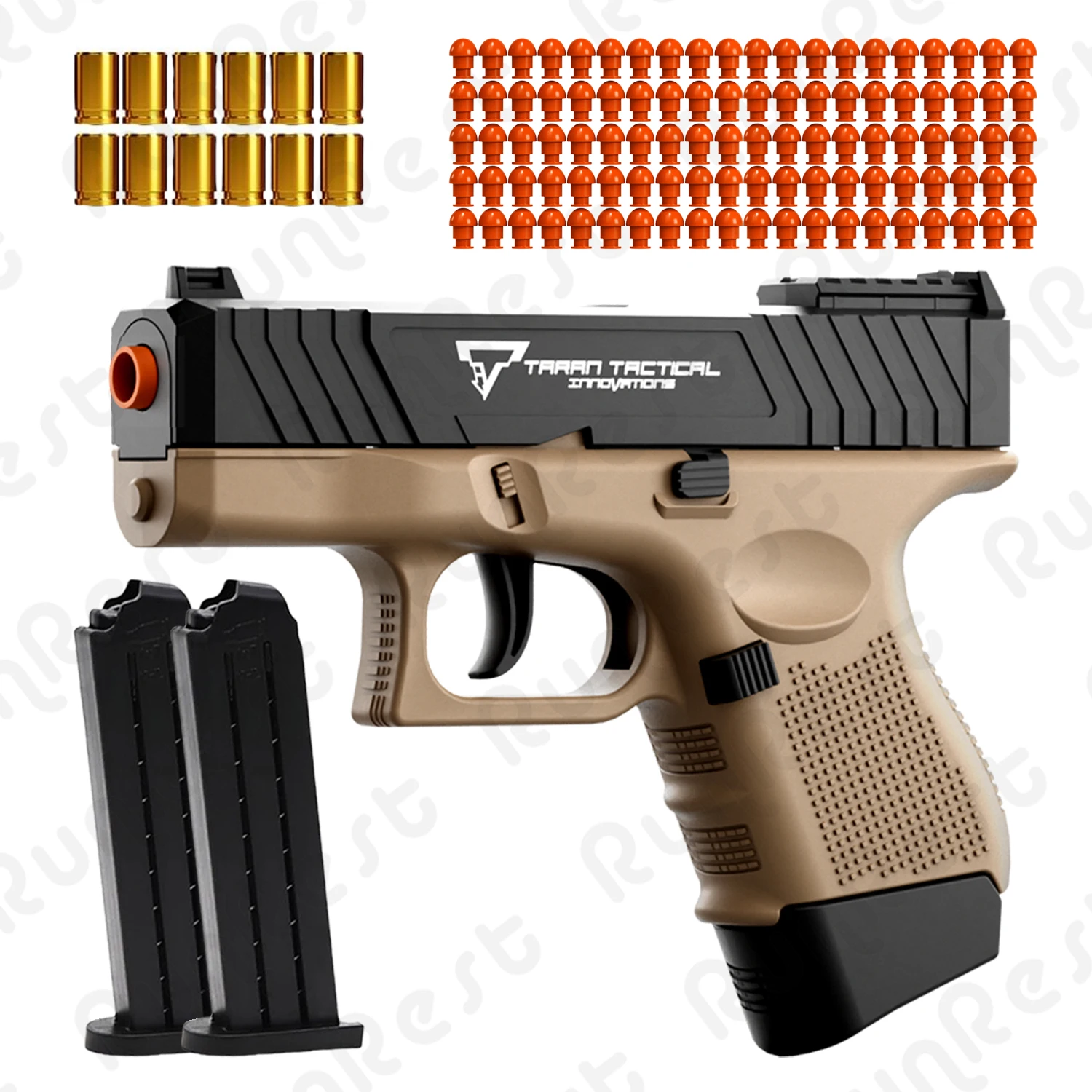 100 rounds of bullets, 12 shells, and 2 shells soft bullet guns, sand colored toy pistols, new toy shooting guns, outdoor sports Halloween and Christmas Gift
