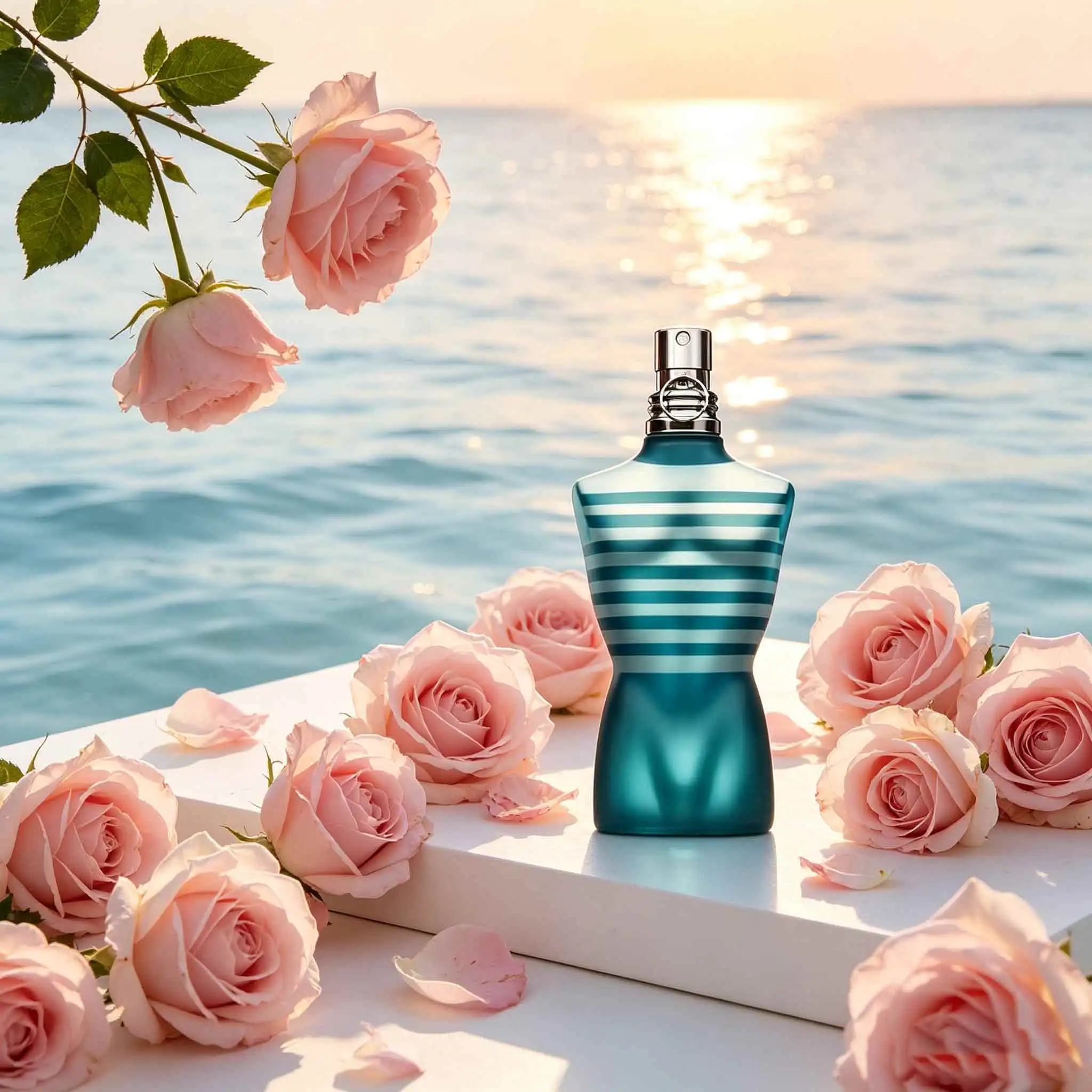 Jean Paul Gaultier Le Male features Iconic Sailor‑striped Torso Bottle. Fresh Versatile Scent With Nice Longevity, Thoughtful And Luxury Gift Choice For Men.